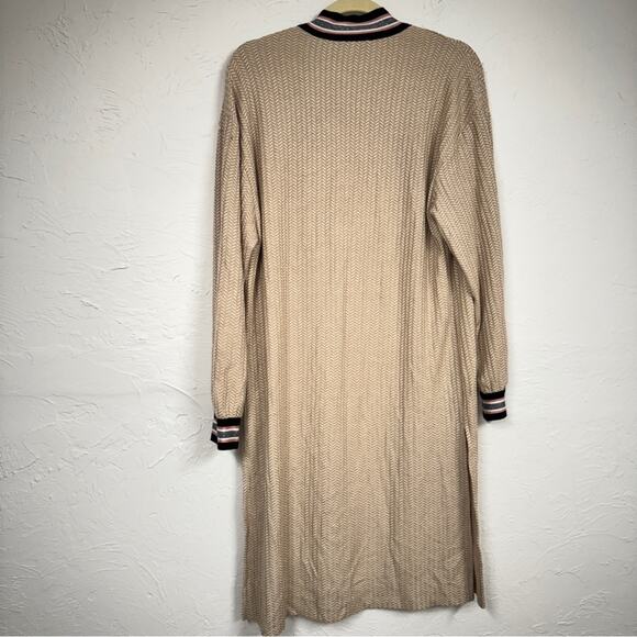 Daniel Rainn DR2 Tan Cable Knit Duster Cardigan Sweater Womens M Long Line Fall - Picture 7 of 10
